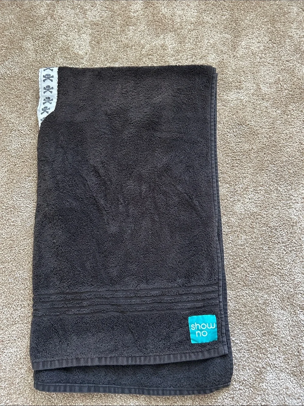 Black Beach/Pool Towel with Logo Tab